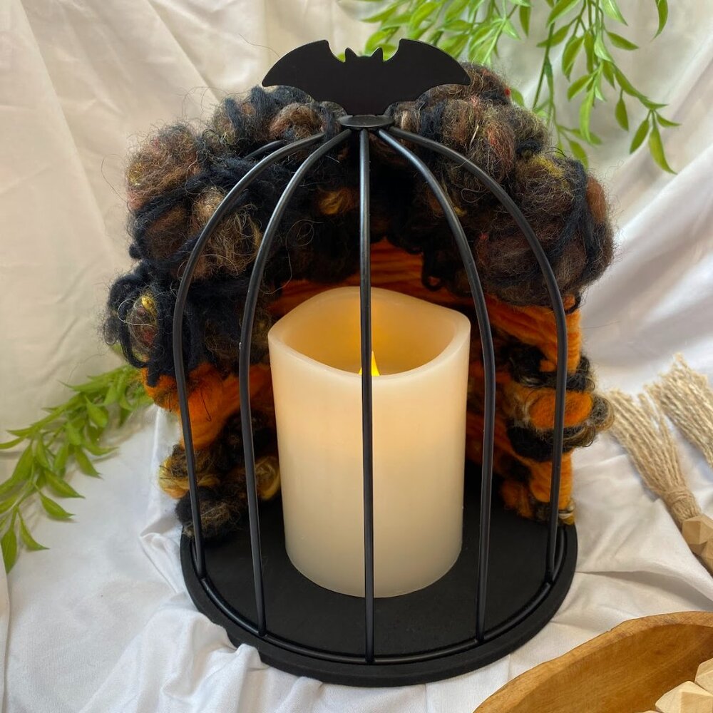 Handwoven Bat Cage Candle Display Decor